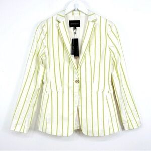 Banana Republic Women's Blazer in White with Green Stripes